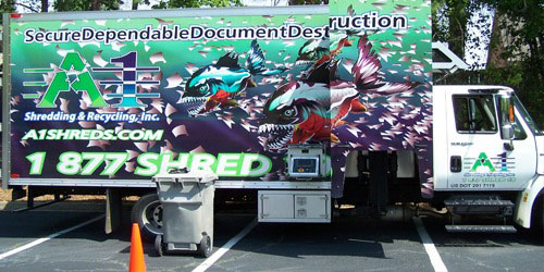 A1 Shredding & Recycling mobile shredding truck in Florida and Georgia 